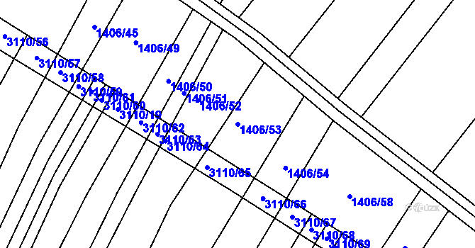 Parcela st. 1406/53 v KÚ Starý Poddvorov, Katastrální mapa