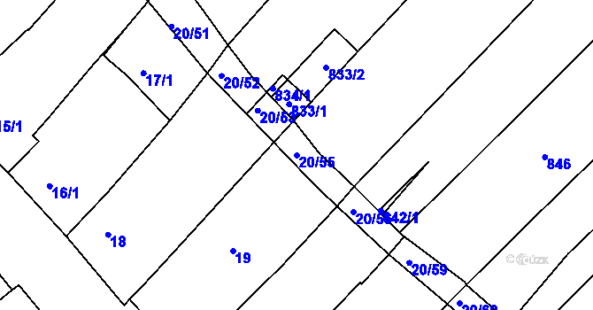 Parcela st. 20/55 v KÚ Starý Poddvorov, Katastrální mapa