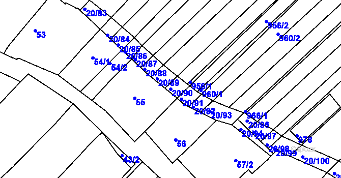 Parcela st. 20/90 v KÚ Starý Poddvorov, Katastrální mapa