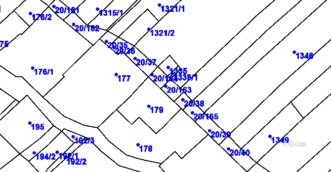 Parcela st. 20/163 v KÚ Starý Poddvorov, Katastrální mapa