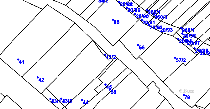 Parcela st. 43/2 v KÚ Starý Poddvorov, Katastrální mapa