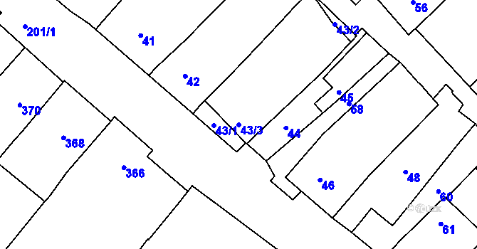 Parcela st. 43/3 v KÚ Starý Poddvorov, Katastrální mapa