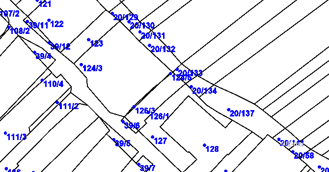 Parcela st. 126/2 v KÚ Starý Poddvorov, Katastrální mapa