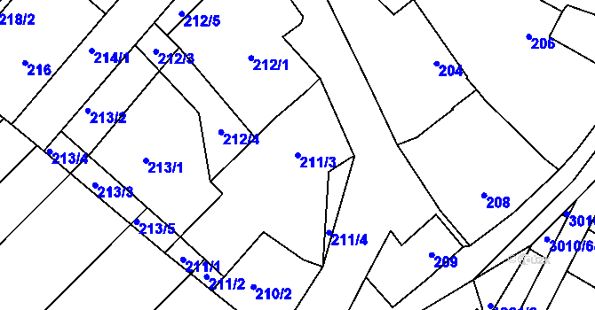 Parcela st. 211/3 v KÚ Starý Poddvorov, Katastrální mapa