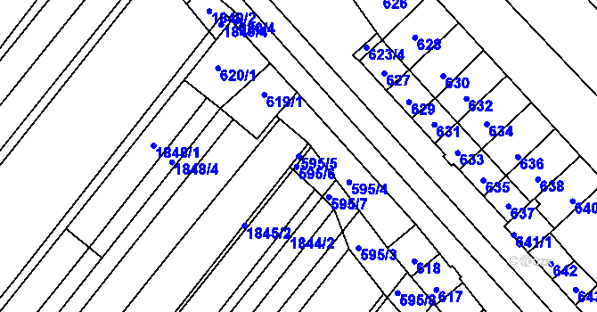 Parcela st. 595/5 v KÚ Starý Poddvorov, Katastrální mapa