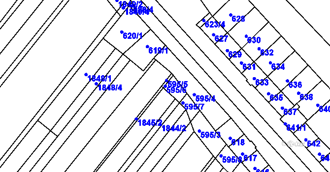 Parcela st. 595/6 v KÚ Starý Poddvorov, Katastrální mapa