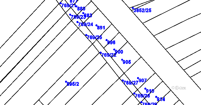 Parcela st. 769/22 v KÚ Starý Poddvorov, Katastrální mapa