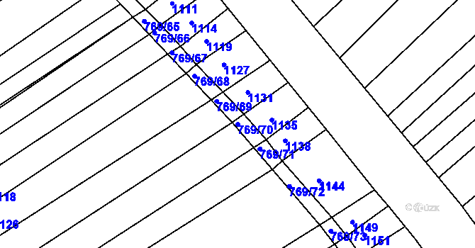 Parcela st. 769/70 v KÚ Starý Poddvorov, Katastrální mapa