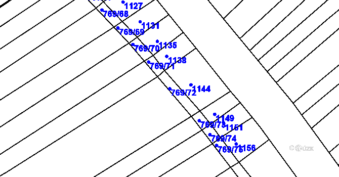 Parcela st. 769/72 v KÚ Starý Poddvorov, Katastrální mapa
