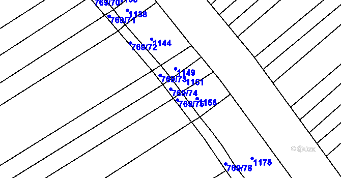 Parcela st. 769/74 v KÚ Starý Poddvorov, Katastrální mapa