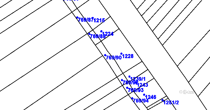 Parcela st. 769/90 v KÚ Starý Poddvorov, Katastrální mapa