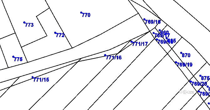 Parcela st. 771/16 v KÚ Starý Poddvorov, Katastrální mapa