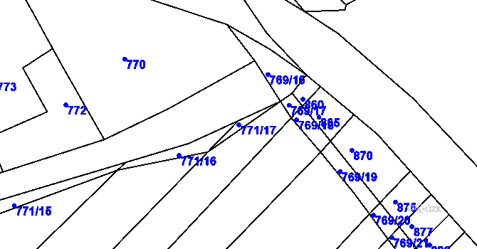 Parcela st. 771/17 v KÚ Starý Poddvorov, Katastrální mapa