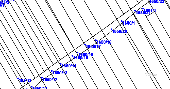 Parcela st. 1650/17 v KÚ Starý Poddvorov, Katastrální mapa