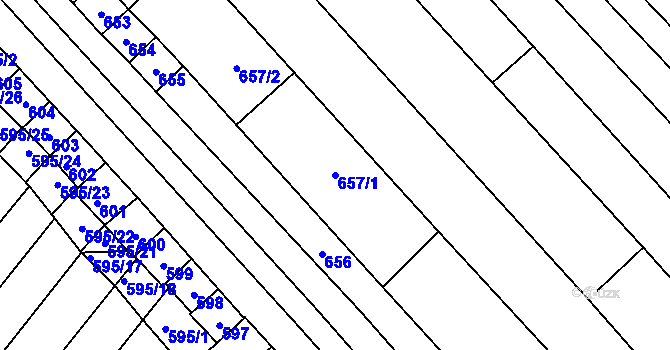 Parcela st. 657/1 v KÚ Starý Poddvorov, Katastrální mapa