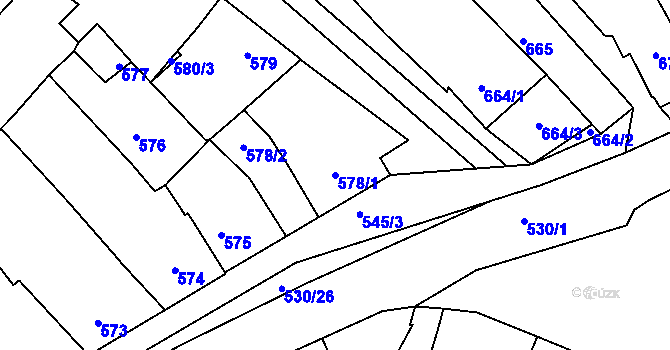 Parcela st. 578/1 v KÚ Starý Poddvorov, Katastrální mapa