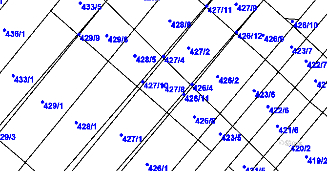Parcela st. 427/8 v KÚ Starý Poddvorov, Katastrální mapa
