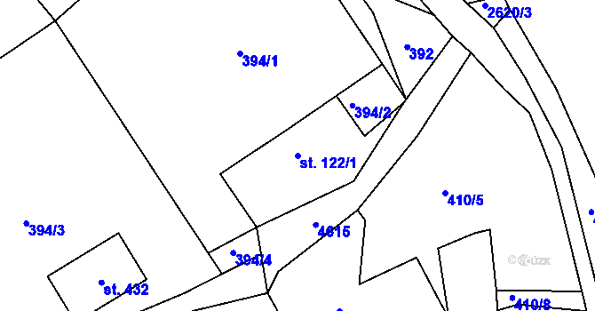Parcela st. 122/1 v KÚ Starý Rokytník, Katastrální mapa