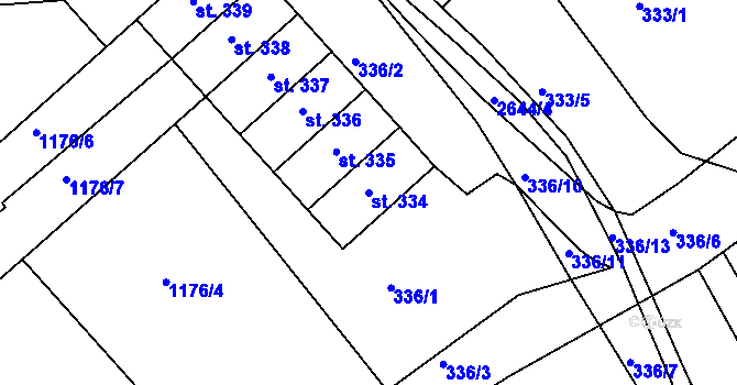 Parcela st. 334 v KÚ Starý Rokytník, Katastrální mapa