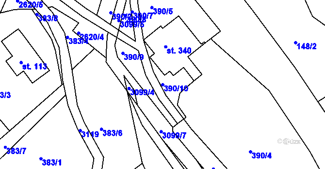 Parcela st. 390/10 v KÚ Starý Rokytník, Katastrální mapa