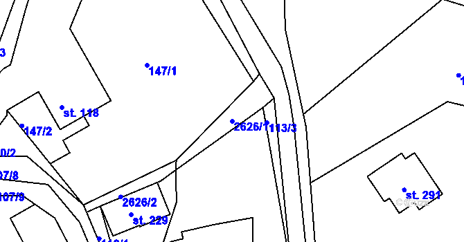 Parcela st. 2626/1 v KÚ Starý Rokytník, Katastrální mapa