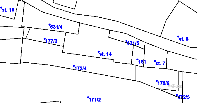 Parcela st. 14 v KÚ Starý Svojanov, Katastrální mapa