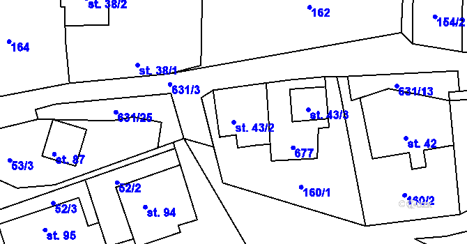 Parcela st. 43/2 v KÚ Starý Svojanov, Katastrální mapa