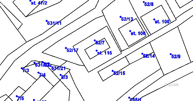 Parcela st. 115 v KÚ Starý Svojanov, Katastrální mapa