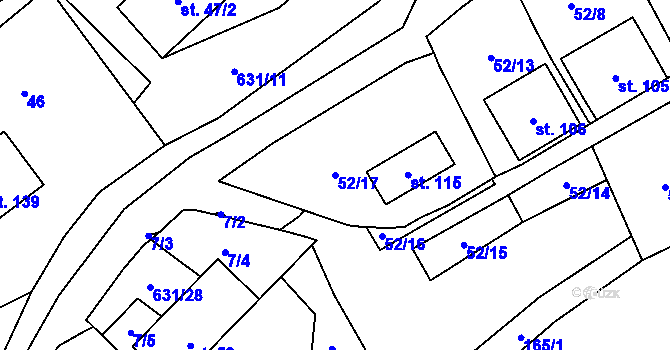 Parcela st. 52/17 v KÚ Starý Svojanov, Katastrální mapa