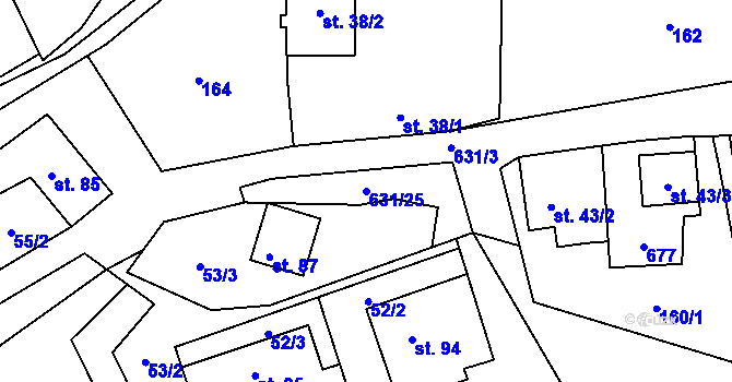 Parcela st. 631/25 v KÚ Starý Svojanov, Katastrální mapa