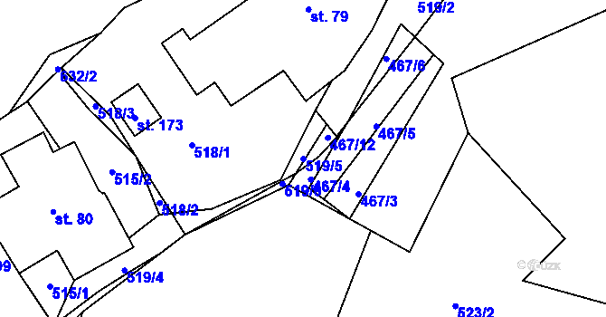 Parcela st. 519/5 v KÚ Starý Svojanov, Katastrální mapa
