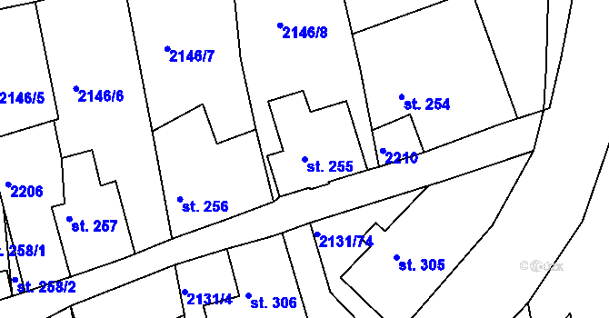 Parcela st. 255 v KÚ Malý Šachov, Katastrální mapa