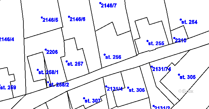 Parcela st. 256 v KÚ Malý Šachov, Katastrální mapa