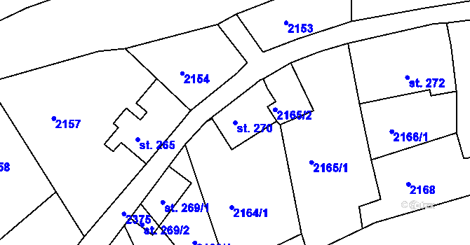 Parcela st. 270 v KÚ Malý Šachov, Katastrální mapa