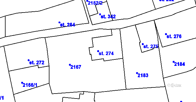 Parcela st. 274 v KÚ Malý Šachov, Katastrální mapa