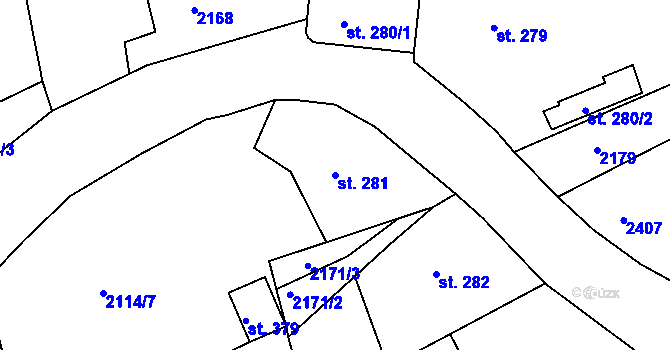 Parcela st. 281 v KÚ Malý Šachov, Katastrální mapa