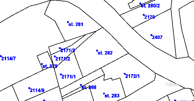 Parcela st. 282 v KÚ Malý Šachov, Katastrální mapa