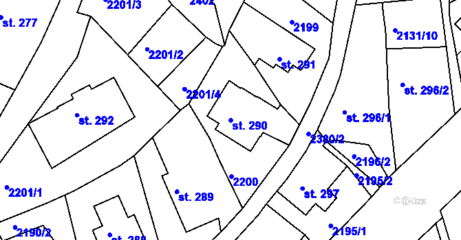 Parcela st. 290 v KÚ Malý Šachov, Katastrální mapa