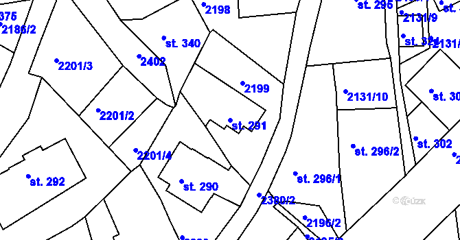 Parcela st. 291 v KÚ Malý Šachov, Katastrální mapa