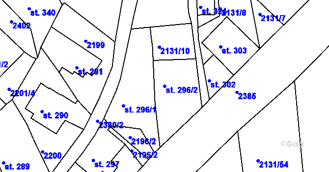 Parcela st. 296/2 v KÚ Malý Šachov, Katastrální mapa