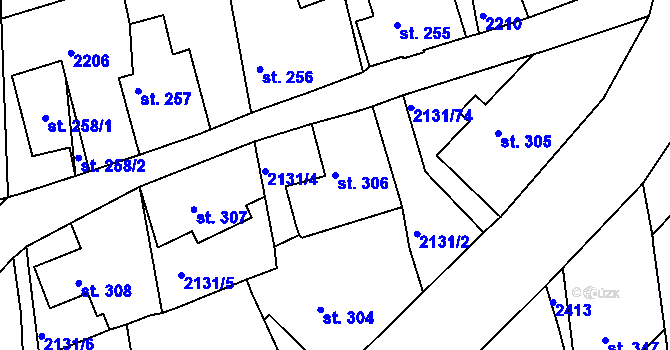 Parcela st. 306 v KÚ Malý Šachov, Katastrální mapa