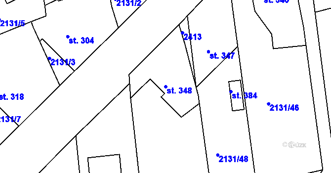 Parcela st. 348 v KÚ Malý Šachov, Katastrální mapa