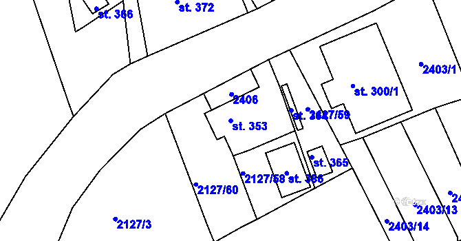 Parcela st. 353 v KÚ Malý Šachov, Katastrální mapa