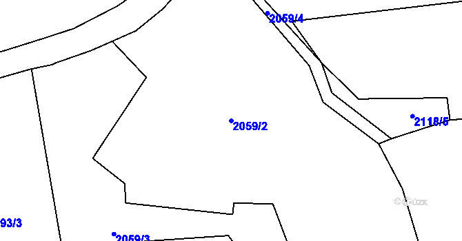 Parcela st. 2059/2 v KÚ Malý Šachov, Katastrální mapa