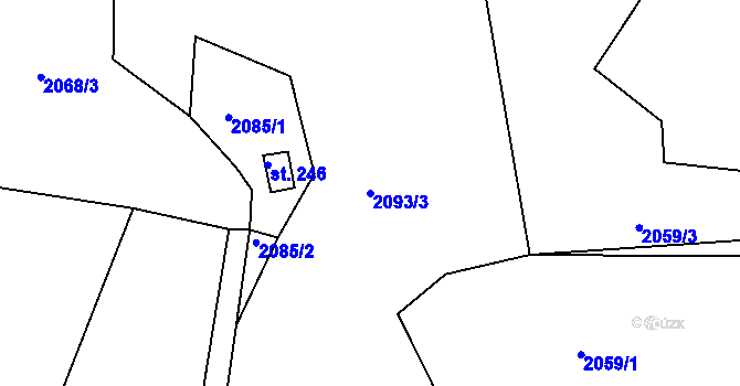 Parcela st. 2093/3 v KÚ Malý Šachov, Katastrální mapa