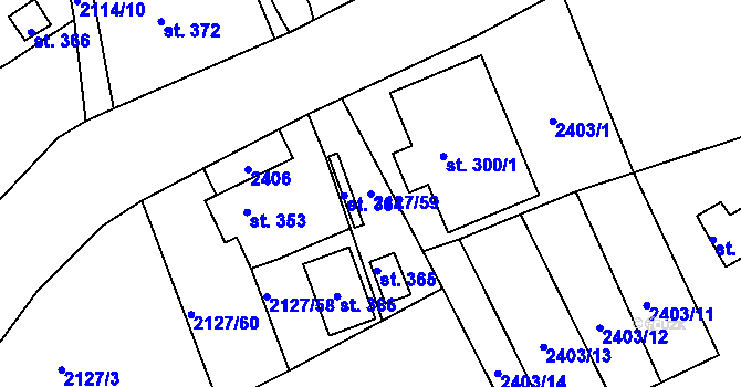 Parcela st. 2127/59 v KÚ Malý Šachov, Katastrální mapa