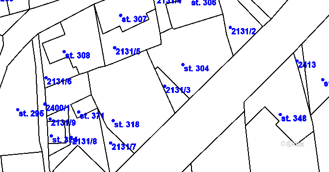 Parcela st. 2131/3 v KÚ Malý Šachov, Katastrální mapa