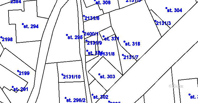 Parcela st. 2131/8 v KÚ Malý Šachov, Katastrální mapa
