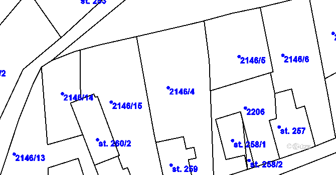 Parcela st. 2146/4 v KÚ Malý Šachov, Katastrální mapa