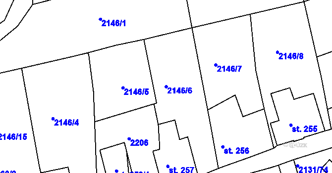 Parcela st. 2146/6 v KÚ Malý Šachov, Katastrální mapa